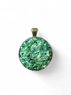 Sparkling Green Druzy Round Pendant